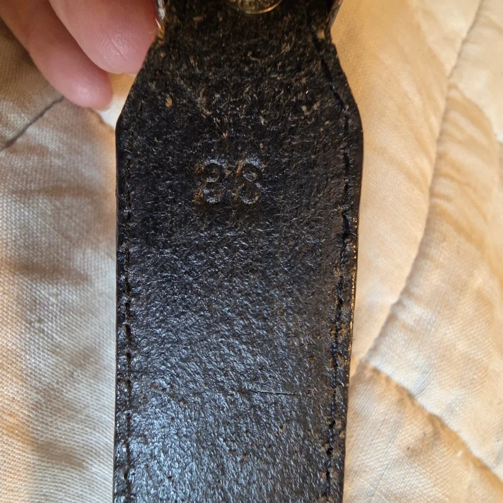 Braided Leather Belt Mens 38 Black Good Western Silver Hardware 65803
